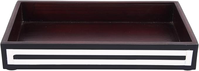 Handicrafts Home Black & White Bathroon Tray, Resin Inlay, Concentric Decorative Vanity Tray for Perfume & Cosmetics, Guest Towel Holder, Serving Tray for Bathroom & Kitchen Counter Organizer- 10x6