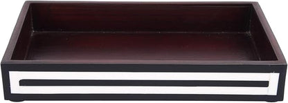 Handicrafts Home Black & White Bathroon Tray, Resin Inlay, Concentric Decorative Vanity Tray for Perfume & Cosmetics, Guest Towel Holder, Serving Tray for Bathroom & Kitchen Counter Organizer- 10x6