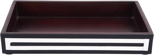 Handicrafts Home Black & White Bathroon Tray, Resin Inlay, Concentric Decorative Vanity Tray for Perfume & Cosmetics, Guest Towel Holder, Serving Tray for Bathroom & Kitchen Counter Organizer- 10x6