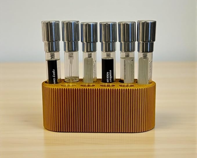 Perfume Sample Organizer for Bathroom or Vanity – Ideal Makeup and Skincare Storage, Desk and Bathroom Counter Organizer, Gift for Her ((GOLD) Fits 8mL Atomizers (Travel Size))