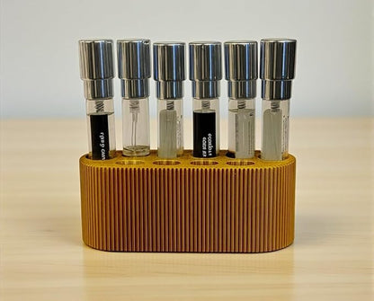 Perfume Sample Organizer for Bathroom or Vanity – Ideal Makeup and Skincare Storage, Desk and Bathroom Counter Organizer, Gift for Her ((GOLD) Fits 8mL Atomizers (Travel Size))