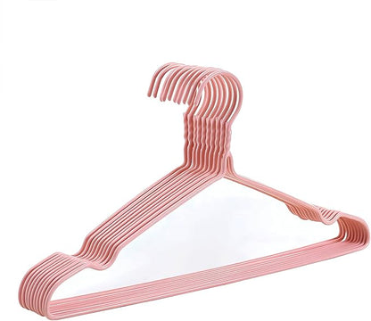 10 Pack Wire Hangers, Heavy Duty Space Saving Non Slip Coat Hangers for Suits, Shirts, Dresses and Trousers - Pink