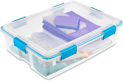 Sterilite 16-Pack Gasket Box, Weather-Resistant Storage Bins with Latching Lids, 37 Quart - Heavy-Duty Organizing Containers for Closet, Bathroom, and Office