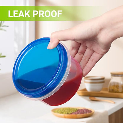 Soelomu 16 oz Freezer Storage Containers with Twist Top Lids, 10 Pack Reusable Meal Prep Containers Plastic Stackable Leakproof Food Storage Containers for Sauce Salad Leftover Oats