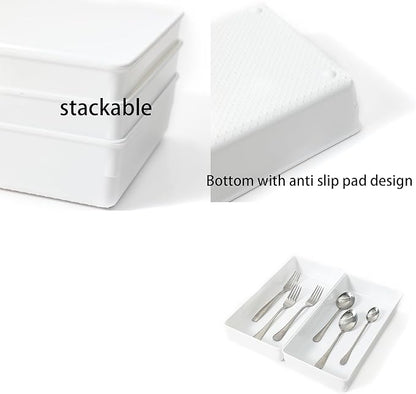 3 Pack White Plastic Drawer Organizer Tray Cutlery Utensil Makeups Drawer Organizers 12" X 6"…