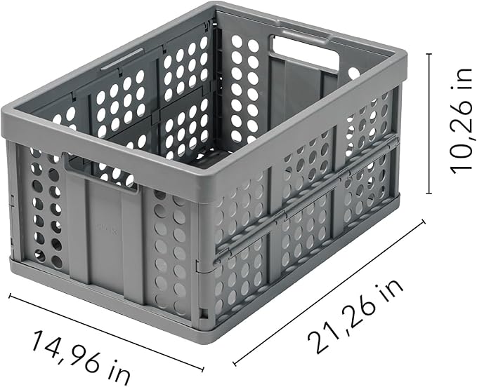 Clax® crate | folding box | basket | 48 qt (12 gal) | grey