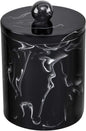 Qtip Holder Bathroom Canister with Mable Look,Resin Qtip Dispenser Vanity Storage Jars Organizer for Cotton Ball,Qtip,Cotton Swab,Bath Salts-Ink Black