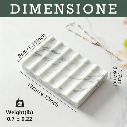 Real Luxurious Natural Marble Soap Dish for Shower,soap Dish for Bathroom,Non-Ceramic/Non-Resin Stone soap Tray（White）