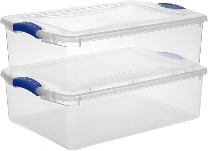 32 Quart Storage Bins with Lids, 2-Pack, Clear Plastic Stackable Tote Box Containers for Under-bed Home Organization