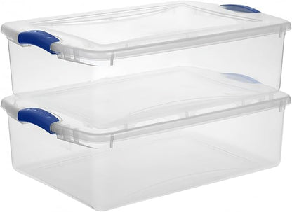 32 Quart Storage Bins with Lids, 2-Pack, Clear Plastic Stackable Tote Box Containers for Under-bed Home Organization