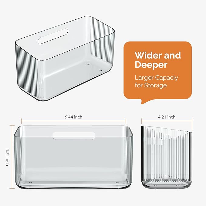 MaraFansie 4 Pack Over Cabinet Organizer Storage Lid Organizer Caddy Space Saver No Drilling Adhesive Hook Over Door Organizer, Clear Gray