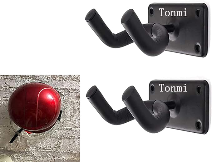 Helmet Hanger, Helmet Holder Hook, Helmet rack, Helmet Holder for Motorcycle , Hat Hanger Rack , Jacket Hanger - Guitar hook - Helmet Rack Wall Mount Display & Storage Rack - No Hat, Style B, 2-Pcs