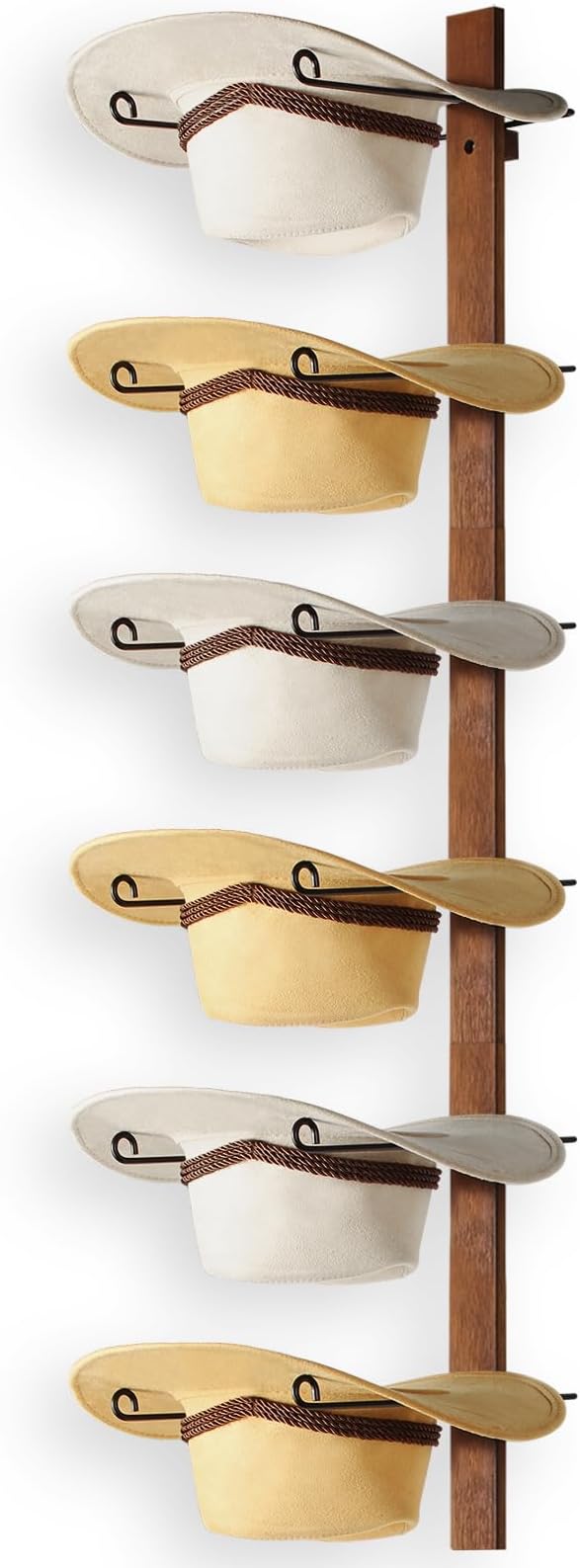 Cowboy Hat Rack, 6 Pieces Hat Rack for Cowboy Hats with Wooden Board, Metal Cowboy Hat Holder Wall Storage Hat Holder-Organize Western Hats with Style and Ease