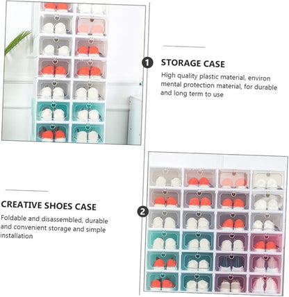 6pcs Large Capacity Plastic Shoe Storage Boxes with Flip- Design, Thickened Stackable Shoe Organizers for Closet and Home Storage