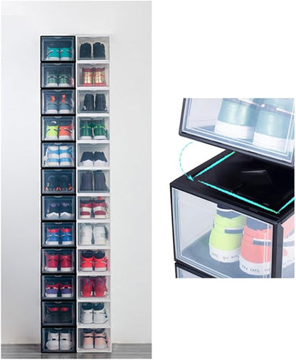 Gadpiparty Basketball Shoes Storage Box 36x26x20cm Plastic Shoes Container Black Stackable for Home Closet