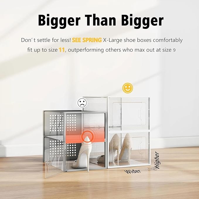 for X-Large Clear Shoe Storage Box, Stackable Organizer, Size 11, 12 Pack, BA, Shoe Storage, Stackable, Organizer, Size 11, Size 12 Pack