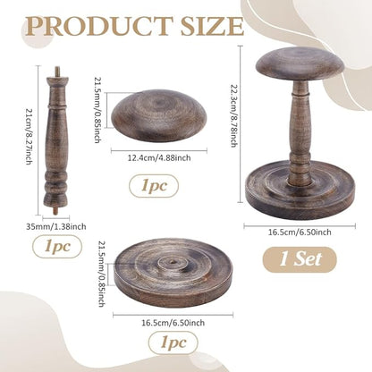 PH PandaHall Wood Hat Stand Tabletop Cap Display Wig Holder Cowboy Hat Holder Dome Shape Cap Rack Vintage Display Stand for Retail Vendors Store Baseball Caps Showcase 6.5x8.7 Inch