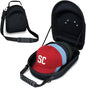 Black Hat Case for Baseball Caps, Sleek Hard Shell Travel Cap Carrier for 6-7 Hats, Breathable Storage Box with Airflow Eyelets for Closet & Home, Water-Resistant 1680D Oxford Cap Organizer