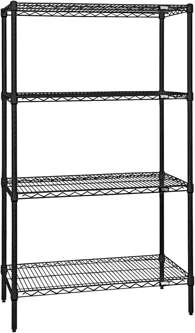 Quantum Storage Systems WR74-1860BK Starter Kit Wire Shelves Black Epoxy 4 Shelves 74" H x 60" W x 18" D