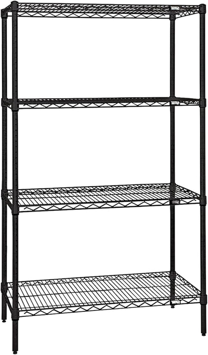 Quantum Storage Systems WR74-1860BK Starter Kit Wire Shelves Black Epoxy 4 Shelves 74" H x 60" W x 18" D