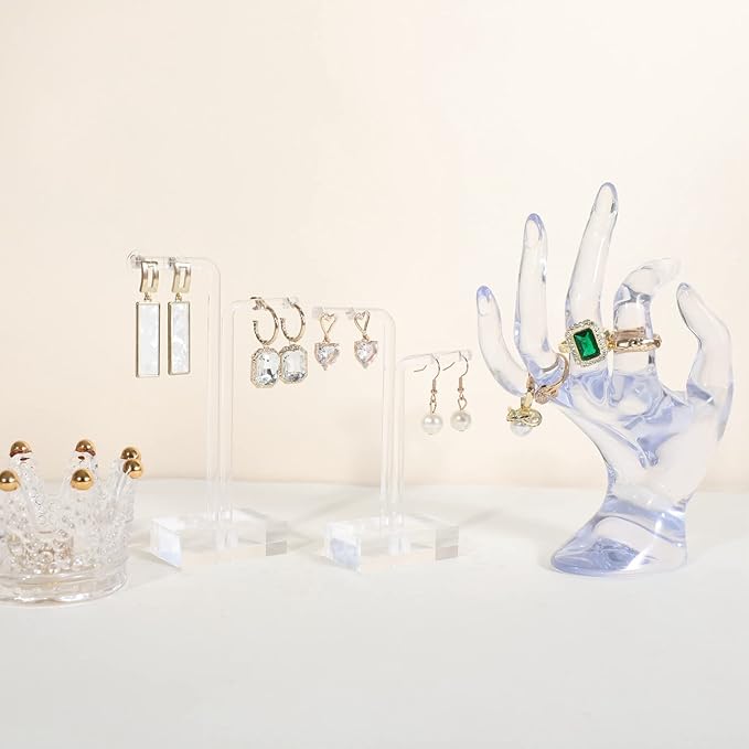 2pcs Acrylic earring display stands for selling, Clear earring holder organizer, transparent L bar earring hangers mini stand【Clear Acrylic Earring L Stand-2pcs 】