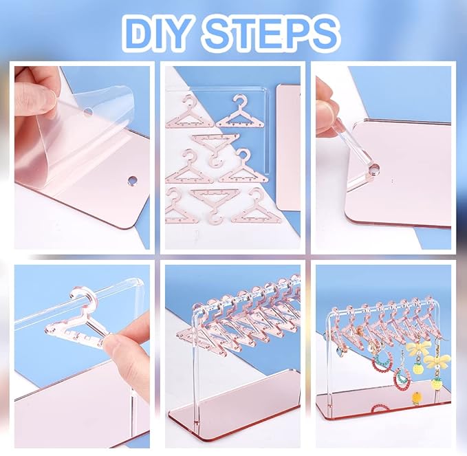 PH PandaHall 2 Sets Acrylic Earring Holder, Coat Hanger Jewelry Display Dangle Earring Hanging Organizer Acrylic Ear Studs Display Rack for Retail Show Personal Exhibition, 2.3x4.6x5.9inch