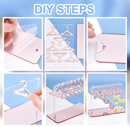 PH PandaHall 2 Sets Acrylic Earring Holder, Coat Hanger Jewelry Display Dangle Earring Hanging Organizer Acrylic Ear Studs Display Rack for Retail Show Personal Exhibition, 2.3x4.6x5.9inch