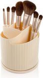 Anyoifax 360 Rotating Makeup Brush Holder Organizer 5 Slots Make Up Brushes Cup Flower-Shaped Spinning Pen Holder for Vanity, Cosmetics, Lipsticks, Beige
