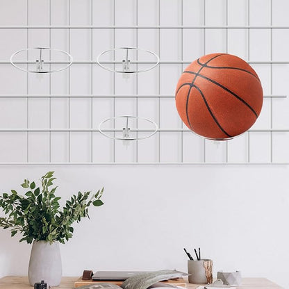 PRETYZOOM Hat Rack for Grid Wall Panels Metal Ball Display Holder Organizer for Basketball Football Rugby Caps 9.84X5.51X10.62In Space-Saving Wall Mount Storage for Home Shop