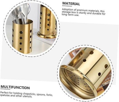 PRETYZOOM 1pc Stainless Steel Chopstick Organizer Base Gold Cutlery Holder for Kitchen Design for Easy Storage and Ventilation for Home Use