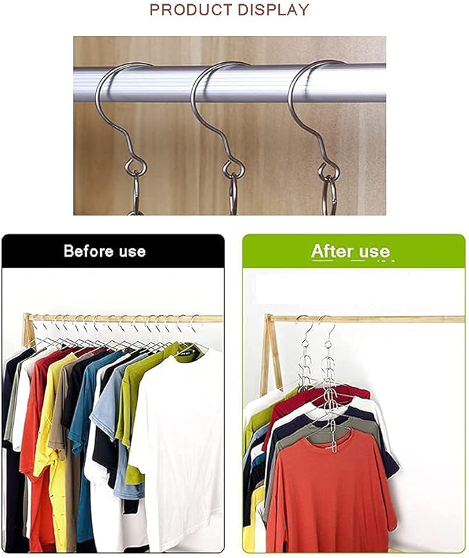 Closet Organizers and Storage Stainless Steel Hanger Organizer Space Saving Hanger Dorm Room Essentials 13-Holes Cascading Hanger Chains (5packs)