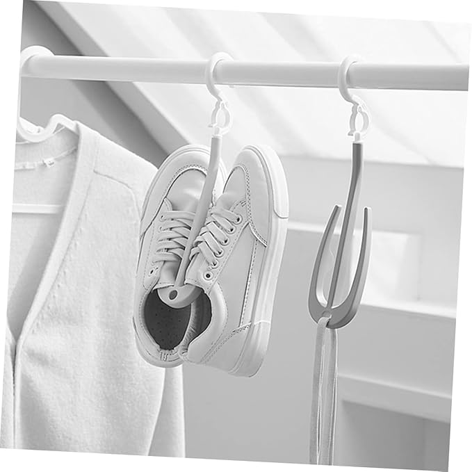 PRETYZOOM 10pcs Shoe Display Stand Double Hook Hanging Shoe Organizer for Drying Storage