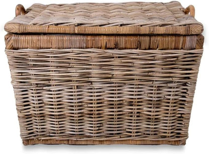 The Basket Lady Lift-Off Lid Wicker Storage Basket, Medium, 20 in L x 15 in W x 14 in H, Serene Grey…