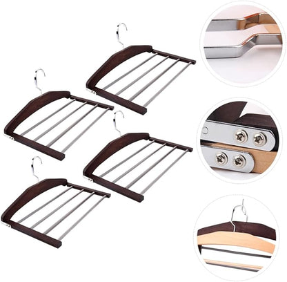 4pcs Wooden Clothes Hanger Organizer Multi Non- Design for Pants and Accessories Space-Saving Closet Versatile Drying Hanger Rotatable Hooks