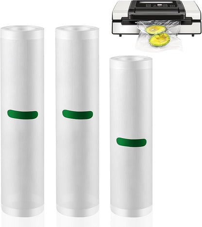 3 Pack Vacuum Sealer Rolls Compatible with Nesco vacuum sealers, Thickened Food-Grade Custom-sized Vacuum Sealer Bags for Freezer Storage, Meal Prep & Sous Vide Cooking（7.8"x 16.4' &11"x 16.4'）