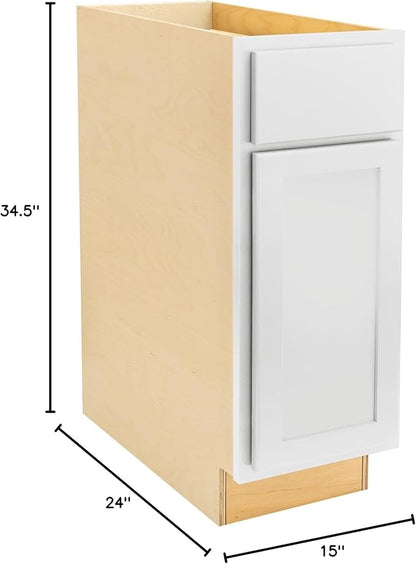 Quicklock RTA (Ready-to-Assemble) | Base Kitchen Cabinets - Shaker Style | Made in America (Pure White, 15" Wx34.5 Hx24 D Base)