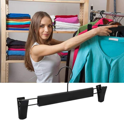 Pants Hangers Skirt Hangers,20 Packs Black Plastic Dress Trousers Hanger with Non-Slip Big Clips and 360 Rotatable Hook