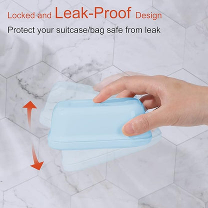 Quatish 2 Pack Travel Soap Container, Portable Soap Holder with Lid, Travel Bar Soap Holder, Soap Case for Camping Gym Travel, Soap Box for Bathroom, Blue