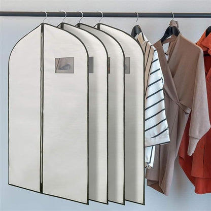 2 Pack 40x24 Inch Cloth Garment Bags, Suit Coat Cover for Hanging Clothes, Men's Greyish White Cloth Suit Bag for Fur Coats & Dress Shirts