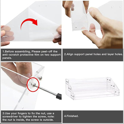 3 Layers Stand Shelf Holder Clear Acrylic Rack for Nail Polish Organizer Essential Oil Storage Sunglasses Makeup