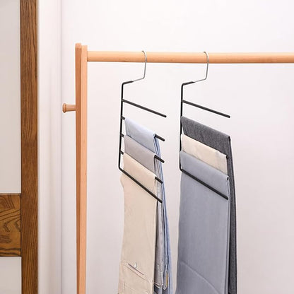 3Pcs 13x14 Inch Pants Hangers 5 Tier High Manganese Steel Space Saving Hangers with PVC Wrap E-Shaped for Tie Belt Scarf