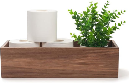 Toilet Tank Basket, Toilet Paper Basket for Back of Toilet Tank Top, Acacia Wood Bathroom Storage Basket for Organizing and Decor (15 x 6 x 4 inch)