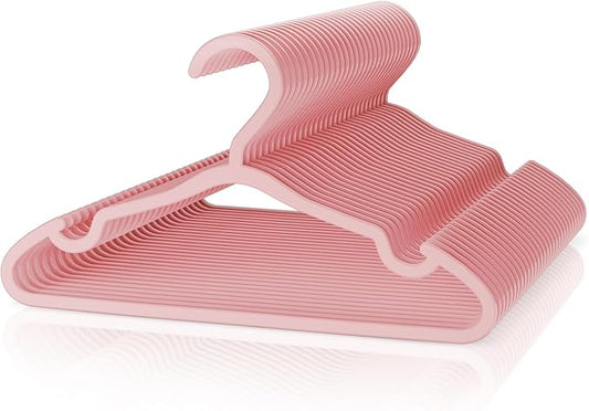 VILICK Plastic Kids Hangers - 30 Pack Non-Slip Baby Clothes Hangers for Closet, Toddler & Newborn Clothing Pants, Skirts, Coats (Pink)