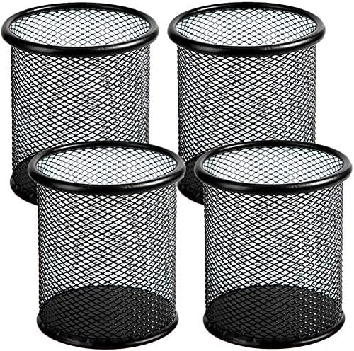 Ameceres 4 Packs Metal Pencil Cup Wire Mesh Pen Holder for Desk (Black) by Ameceres