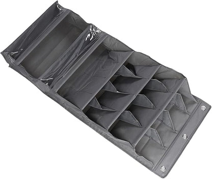 Over The Door Shoe Organizer | Breathable 600D Oxford Fabric Hanging Storage | Space Saving Shoe Rack for Closet/Bathroom/Dorm | Multi Purpose Door Organizer with 3 Hooks (Gray)