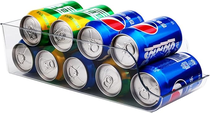 2Pcs Soda Can Organizer for Refrigerator, Refridge Organization and Storage, Canned Goods Organizer for Pantry, Produce Containers for Fridge, Clear Plastic Fruit Storage Containers for Fridge