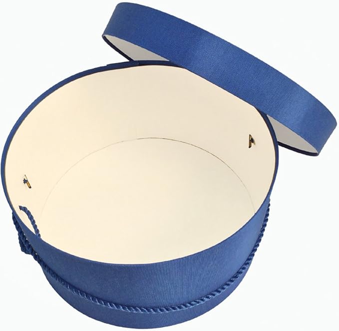 Sarah's Hat Boxes Classic Royal Hat Box – 11" x 5.5" (Dia. x Ht.) Handmade in USA – Odorless Non-Toxic Adhesive, Cording Handle – Premium Storage for Hats & Accessories