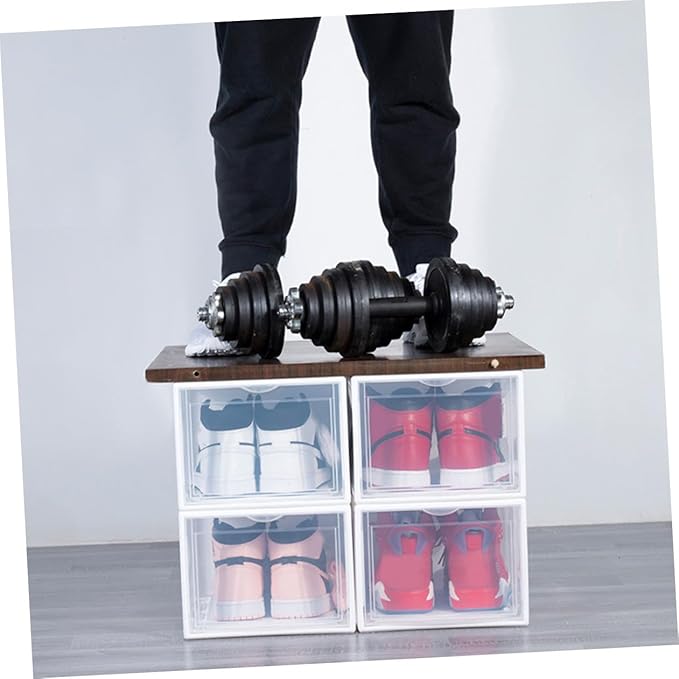 BESPORTBLE Plastic Basketball Shoe Box 36X26X20Cm White Assembly Shoes Container Storage Organizer for Home Closet