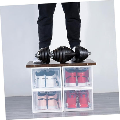 BESPORTBLE Plastic Basketball Shoe Box 36X26X20Cm White Assembly Shoes Container Storage Organizer for Home Closet