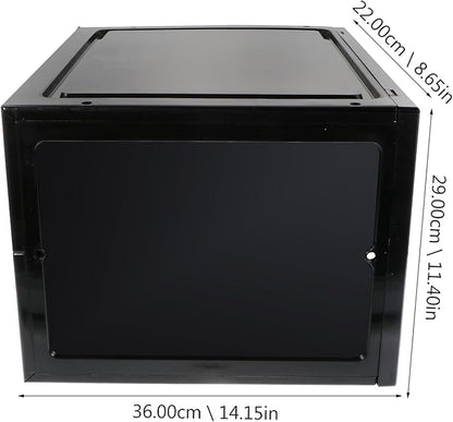 SOLUSTRE Basketball Shoes Storage Box with Magnetic Side Opening Black Plastic Shoe Organizer Container Dustproof and Moisture Resistant for Sneakers and Athletic Footwear